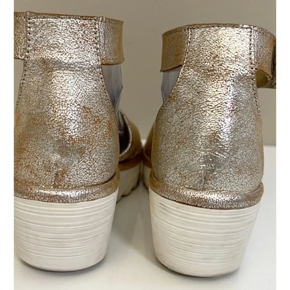 Fly London Yake Perforated Wedge Sandals. Size EU40.